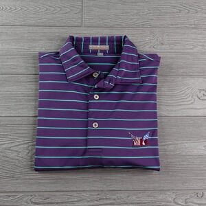 Peter Millar Purple Polo with Teal Stripes